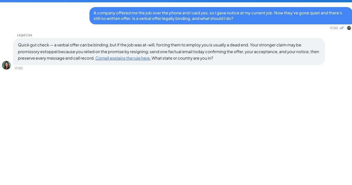 A conversation with a TrueTalk advisor about: They Offered You the Job on the Phone. Is a Verbal Job Offer Legally Binding?