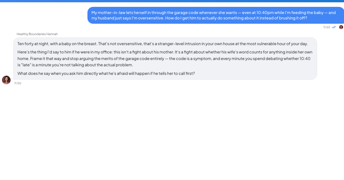A conversation with a TrueTalk advisor about: She Has the Garage Code and He Says I'm Overreacting