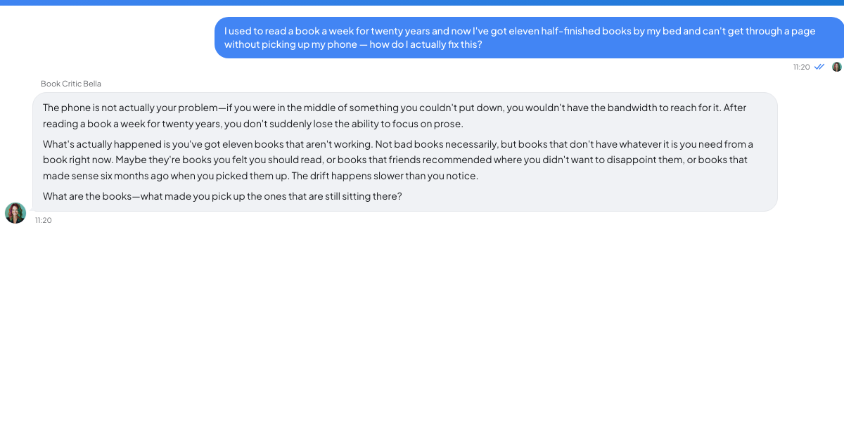 A conversation with a TrueTalk advisor about: You Used to Read a Book a Week and Now You Can't Finish a Chapter